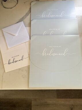 'Will You Be My Bridesmaid' Card & Box Set - Light Blue & Cream